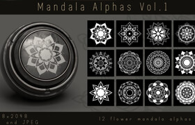 ArtStation - Ornate Lotus Flower Mandala Alphas - 材质贴图