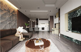 3D Interior Kitchen- Livingroom 72 Scene 3dsmax By NguyenTuanHai Free Download