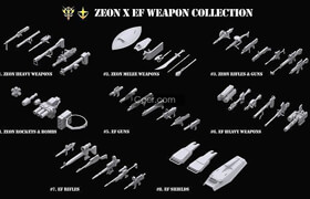 Cgtrader - Gundam Zeon X Earth Federation Weapon Collection